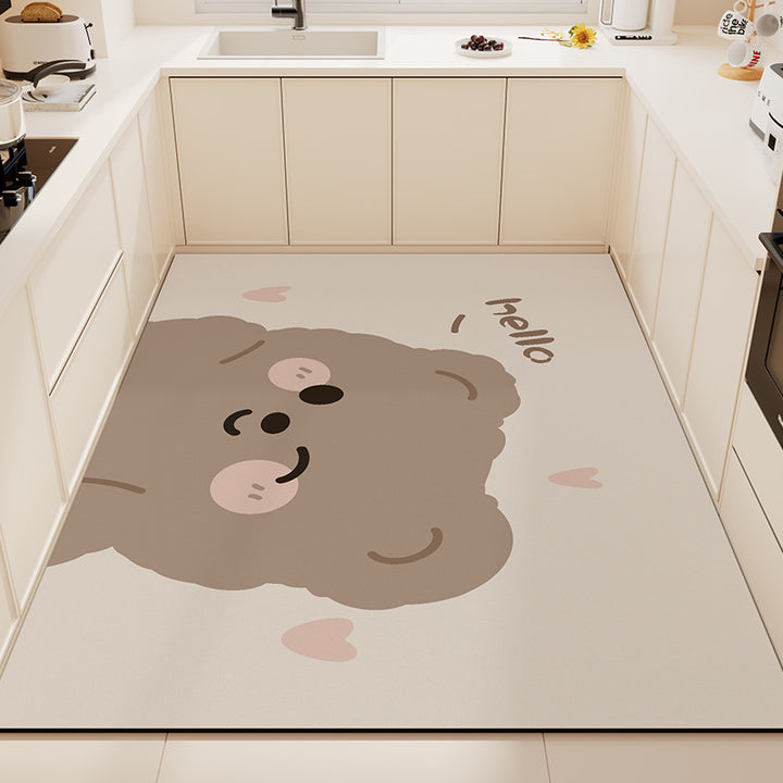 Playful Animal-Themed Non-Slip Kitchen Mat