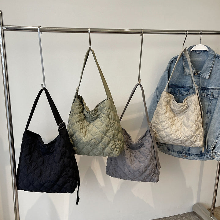 Quilted Soft Fabric Shoulder Bag Bowlift