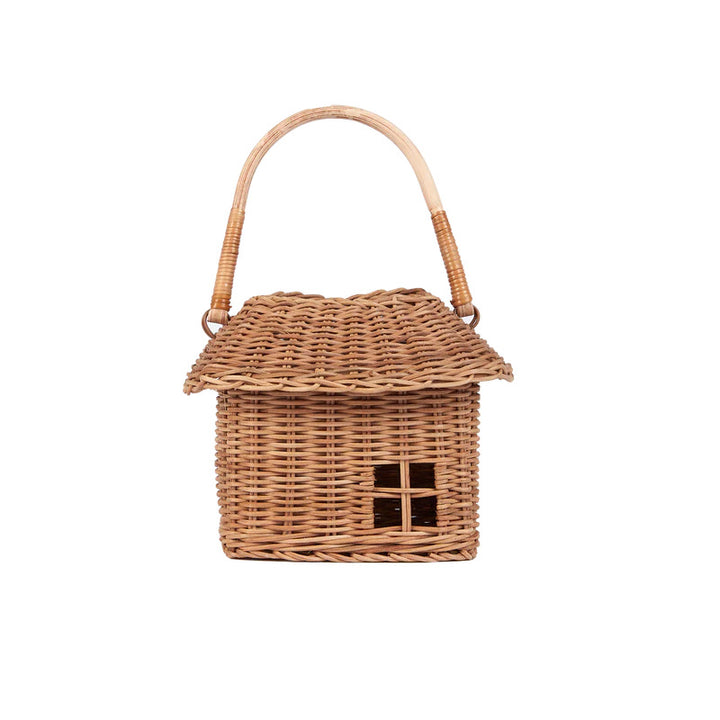 Charming Cottage-Shaped Woven Storage Basket Bowlift