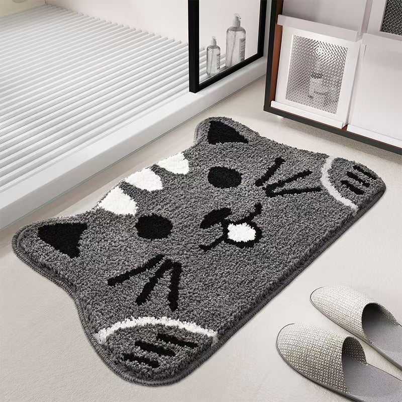 Cat Face Shaped Plush Bath Mat Bowlift