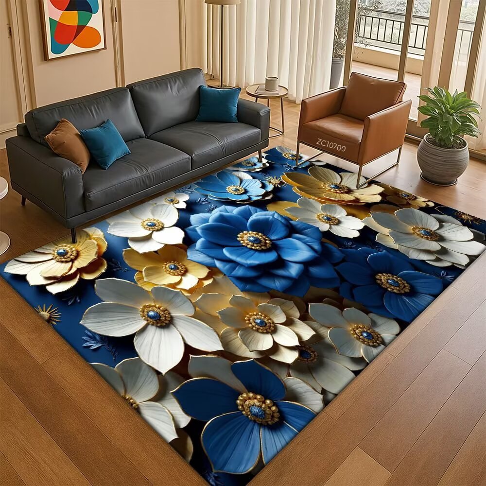 Leaf-Patterned Area Rug Bowlift