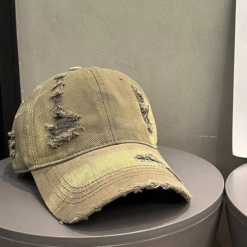 Women's Distressed Black Denim Baseball Cap Bowlift
