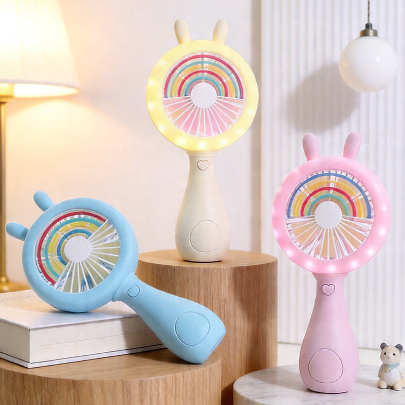 Women's creative handheld fan with LED lights Bowlift