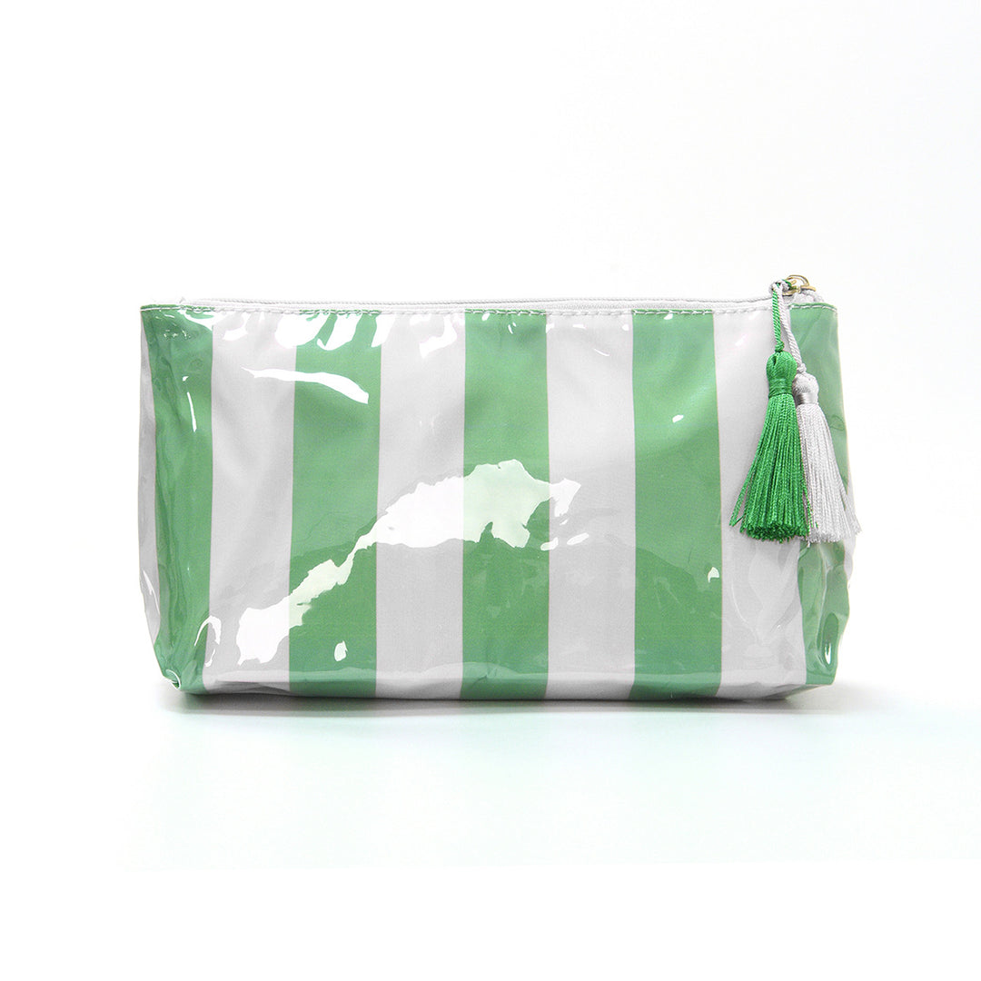 Cosmetic storage bag with water-repellent surface and tassel detail Bowlift