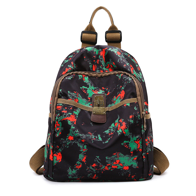 Floral Print Canvas Backpack Bowlift