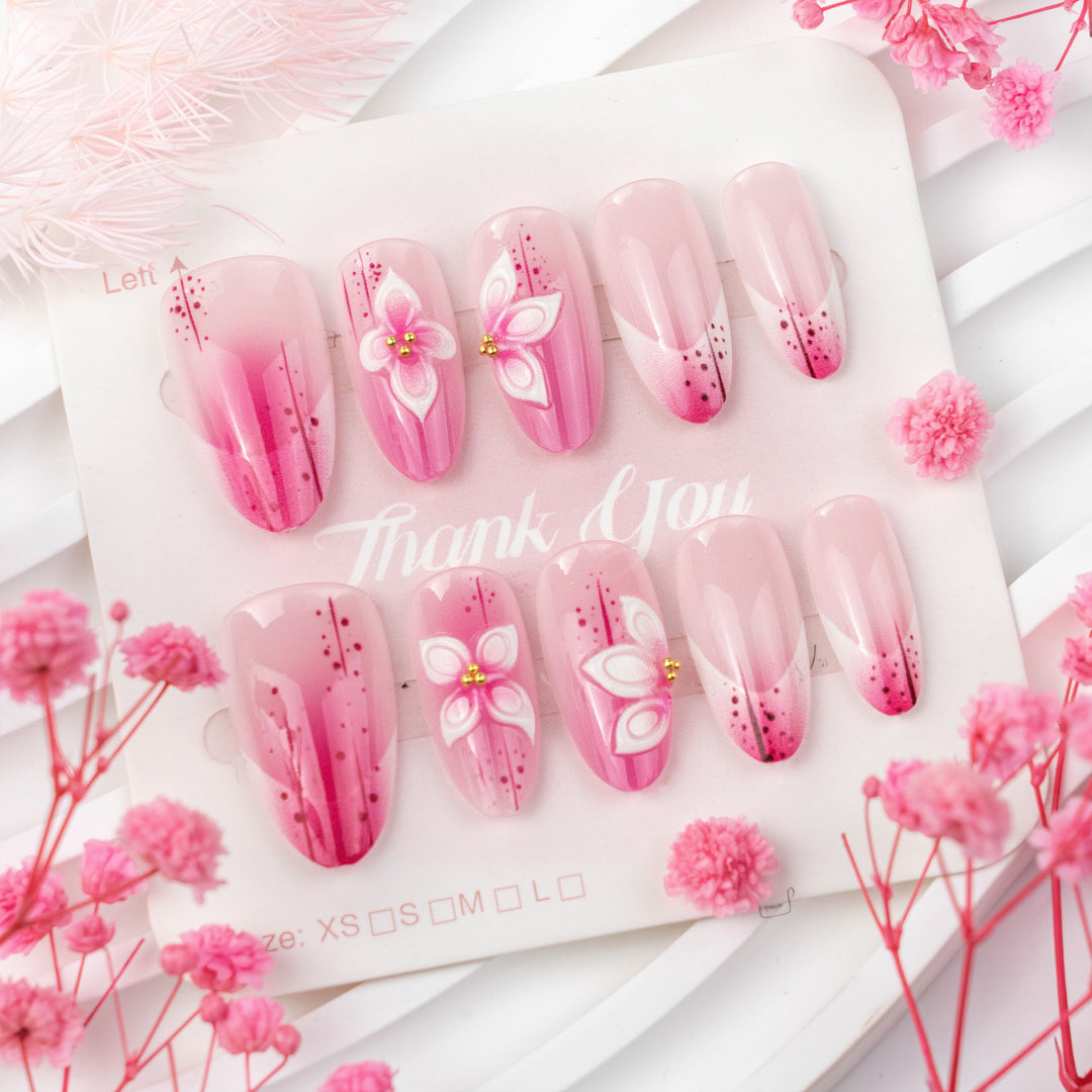 Floral-Inspired 3D Press-On Nail Art Bowlift