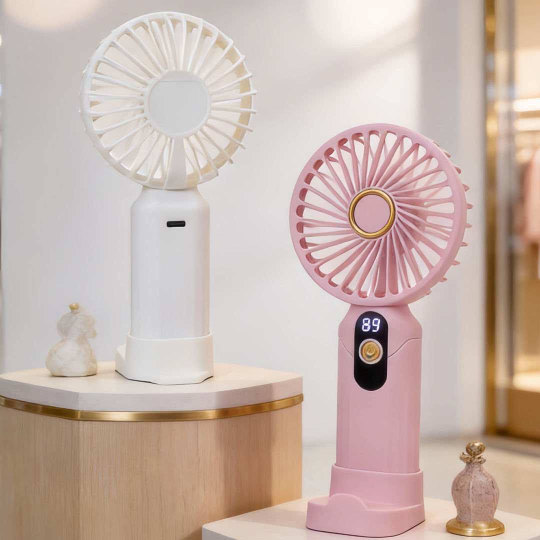 Women's Portable Hand Fan with Digital Display Bowlift   1782815881