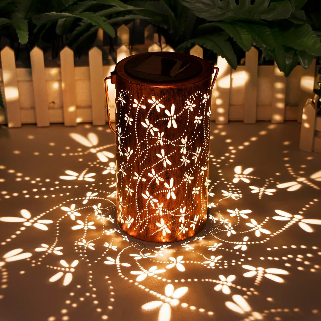 Intricate Metal Shadow Projection Table Lamp With Rechargeable LED Bowlift