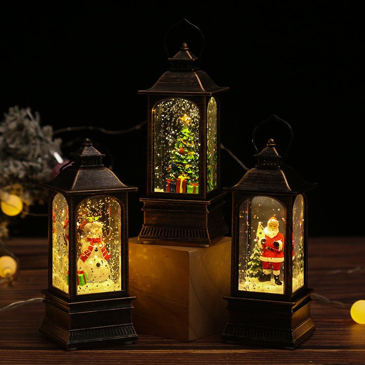 Nostalgic Christmas lantern with glowing snowman Bowlift