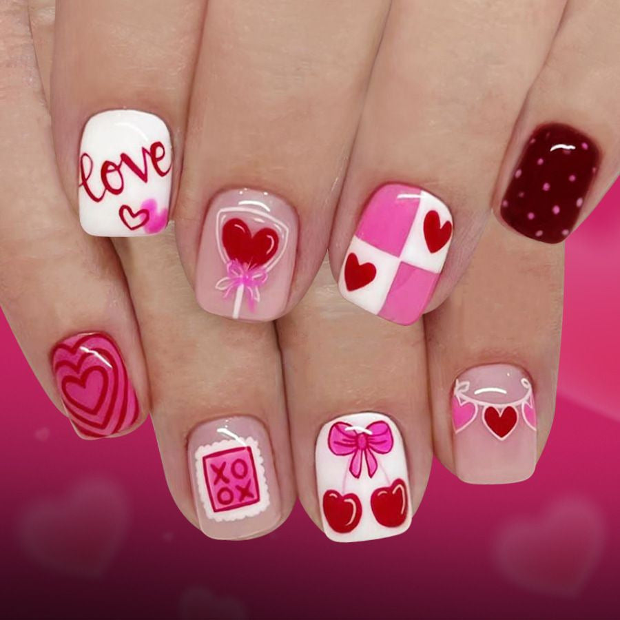 Romantic Heart Pattern Nail Art Bowlift