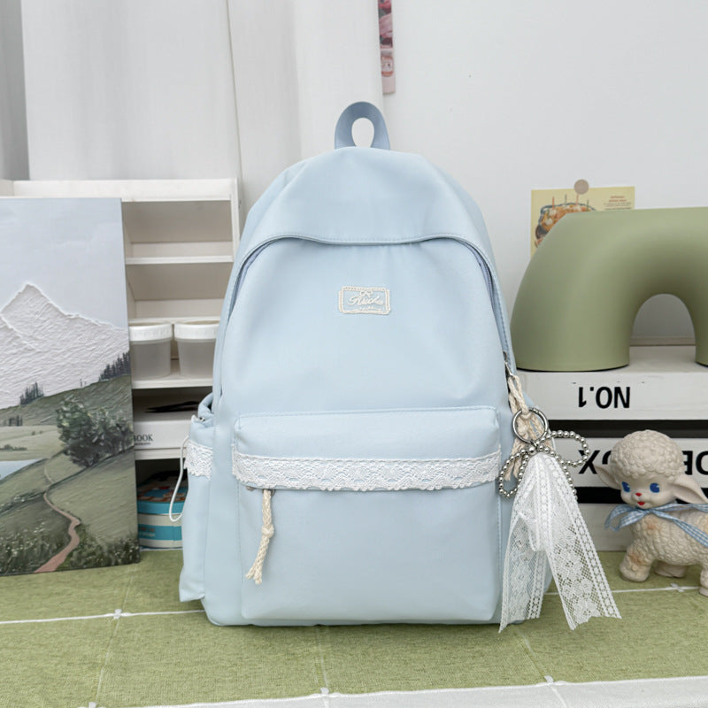 Adorable Lace-Trimmed Backpack Bowlift
