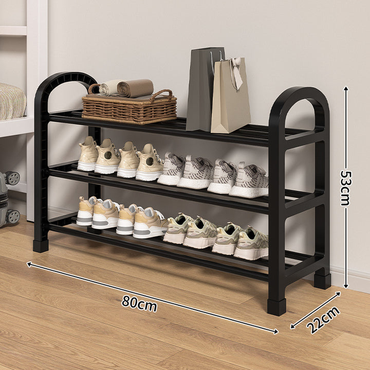 Multi-Tier Narrow Shoe Storage Rack With Arched Side Frame And Slim Footprint