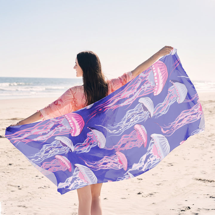 light beach towel with creative jellyfish design Bowlift