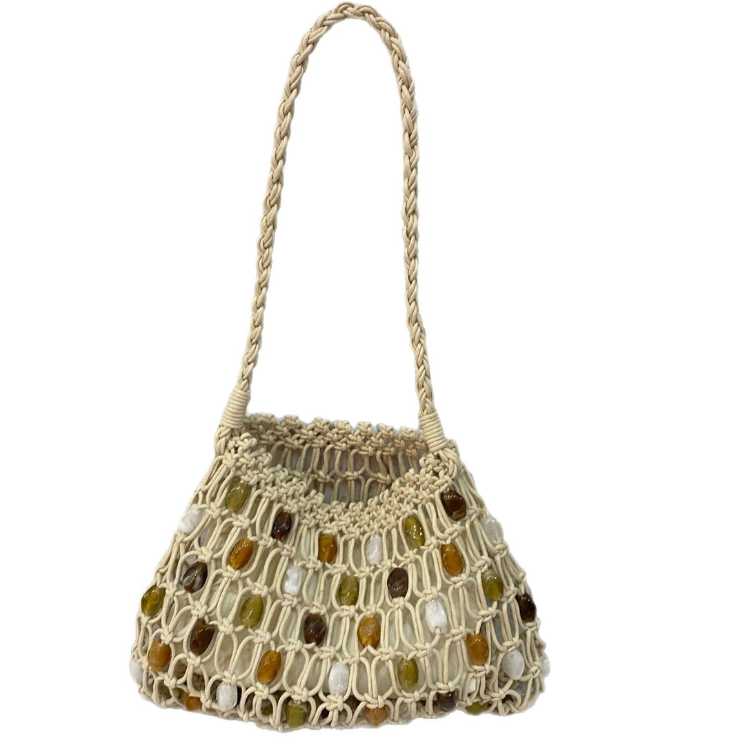 Hand-knotted net bag with decorative beads Bowlift