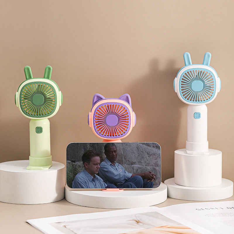 Women Portable Handheld Fan with Fun Cat Design Bowlift