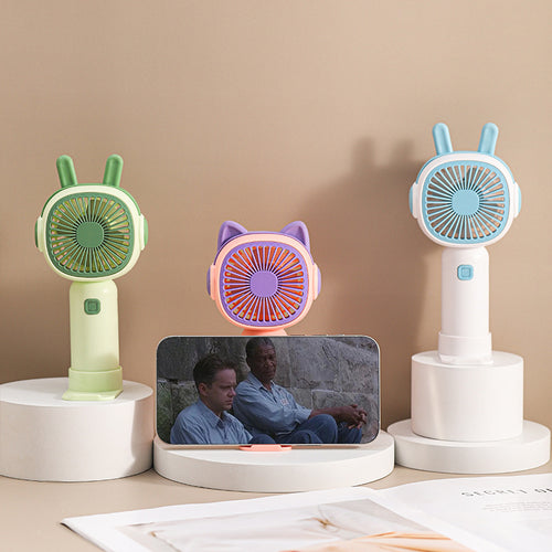 Women Portable Handheld Fan with Fun Cat Design Bowlift