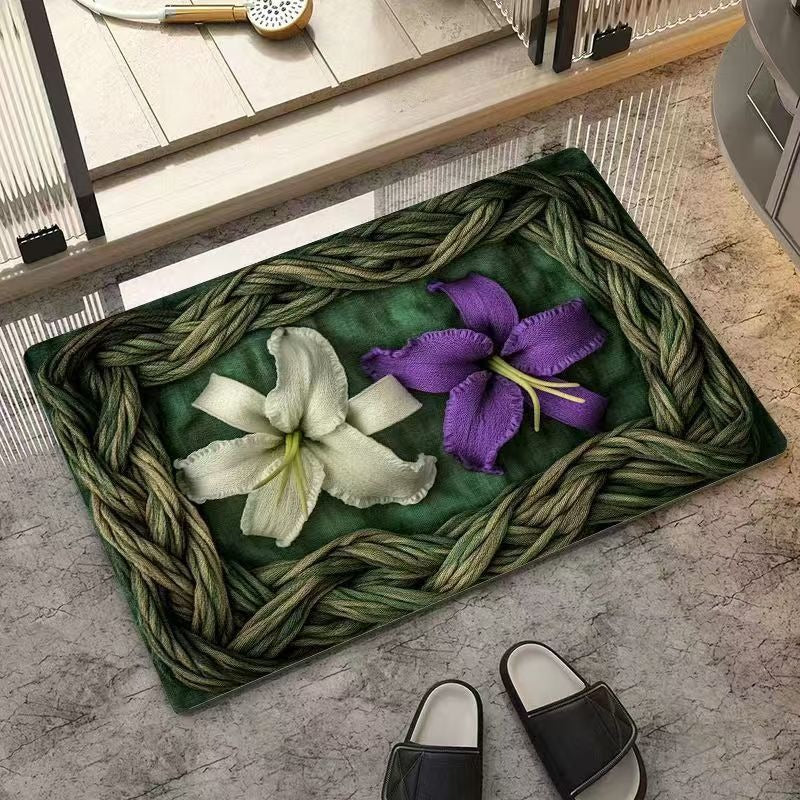 Textured Floral Design Area Mat