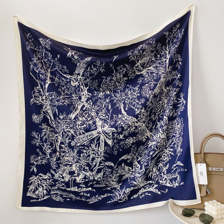 Women's silk scarf in elegant botanical design Bowlift