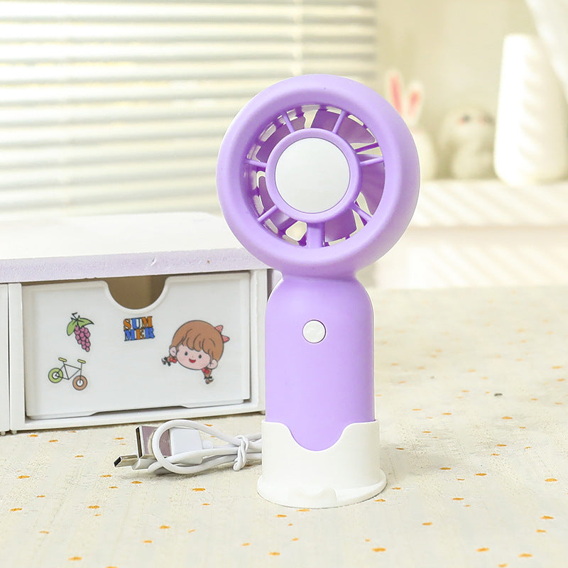 Unisex nan compact rechargeable handheld fan with stand and child-friendly bear motif Bowlift