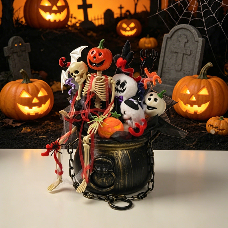 Halloween-Themed Decorative Cauldron Figure Bowlift