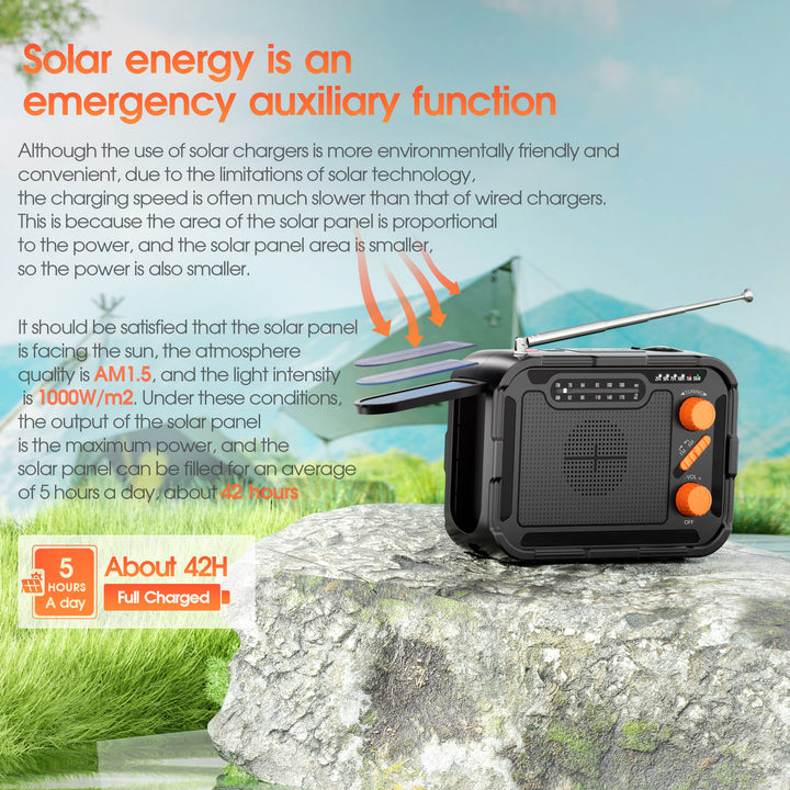 Multifunctional emergency radio with solar charger and flashlight Bowlift