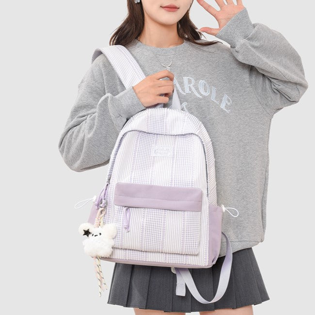 Stylish Striped Design Backpack Bowlift