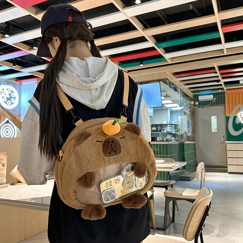 Plush Capybara Character Backpack Bowlift