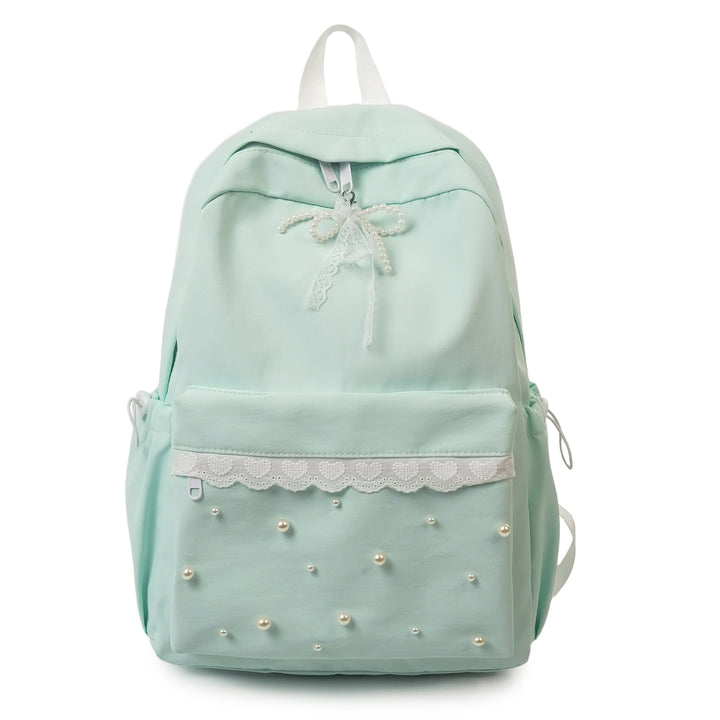 Decorative Pearl-Embellished Backpack Bowlift