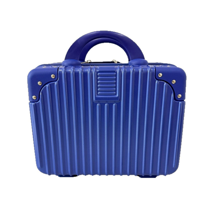 compact hard-shell travel vanity cosmetic and tech organizer with ribbed shell reinforced corners removable padded insert Bowlift
