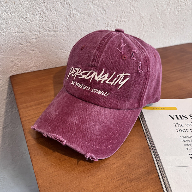 Women's Distressed Denim Adjustable Cap Bowlift