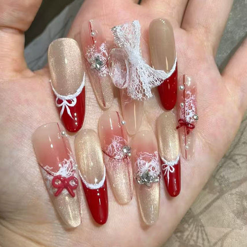 Artificial nail set with versatile and elegant design elements Bowlift