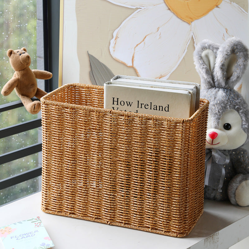 Rectangular Woven Storage Basket with Cut-Out Handles Bowlift