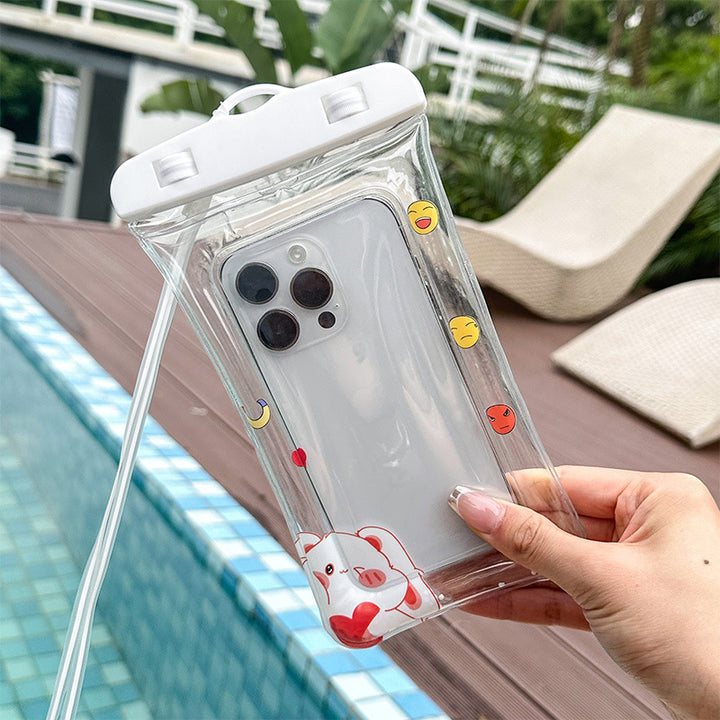 Waterproof phone pouch with adjustable lanyard and transparent touch-sensitive sleeve Bowlift