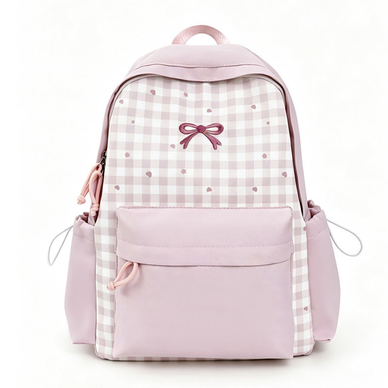 Checked Patterned School Backpack Bowlift