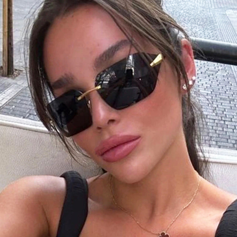 Women's geometric sunglasses with elegant metal frame and polarized lenses Bowlift