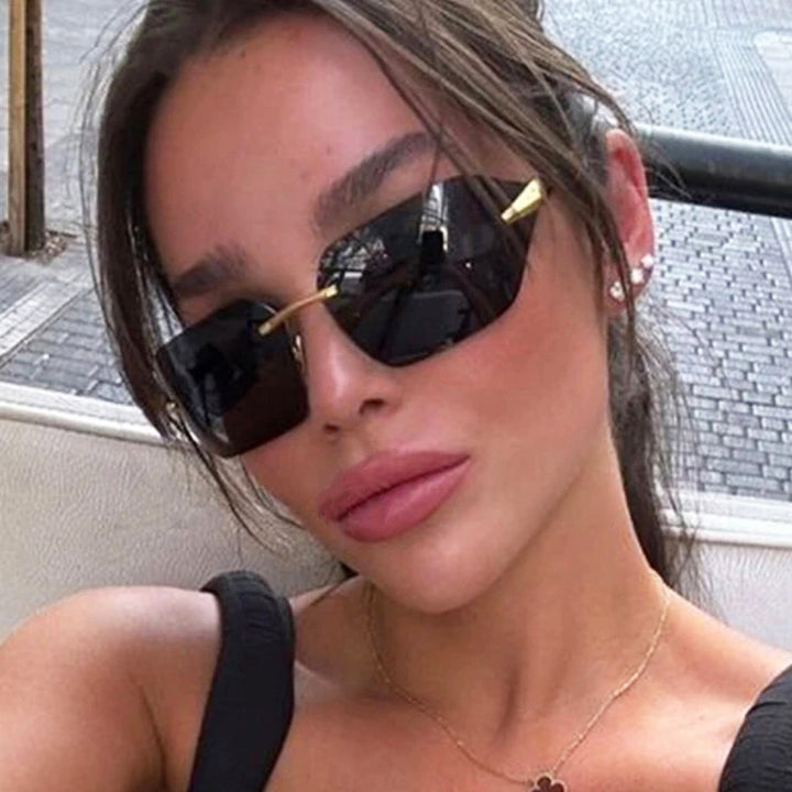 Women's geometric sunglasses with elegant metal frame and polarized lenses Bowlift