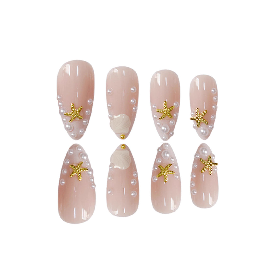 Artistic Shell-Inspired Press-On Nail Art Bowlift