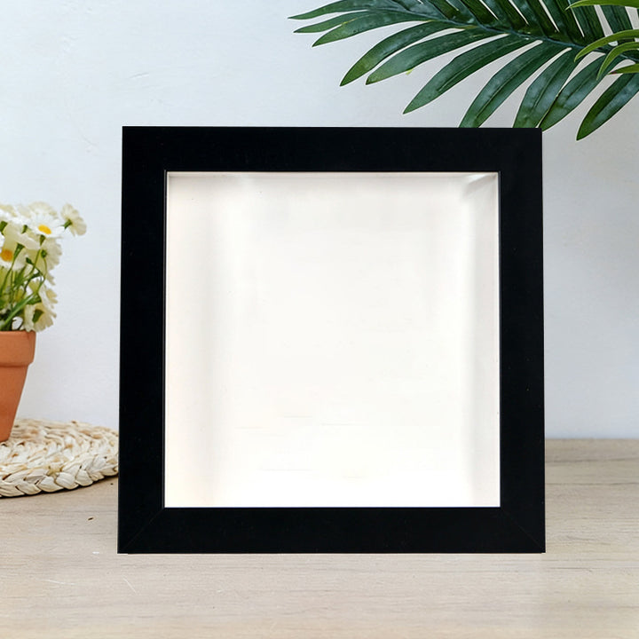 Square Shadow Box Display Frame With Removable Deep Well And Glass Cover
