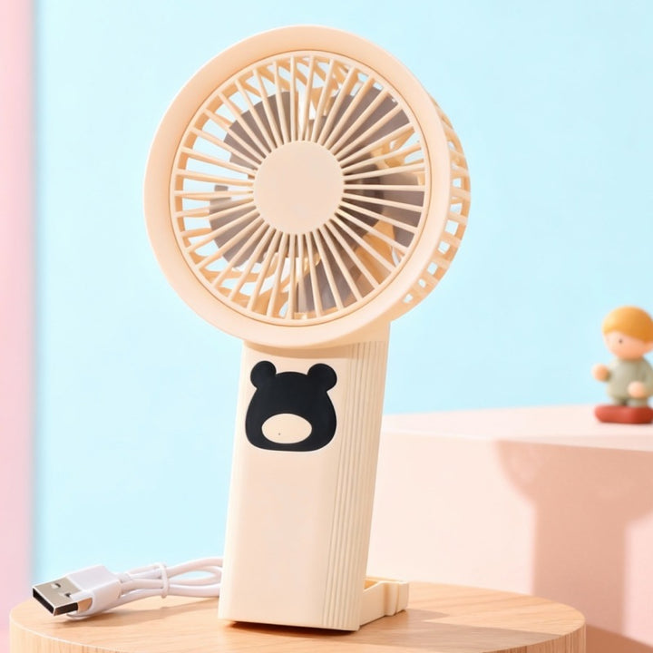 Ladies Portable Personal Fan with Animal Motif Bowlift