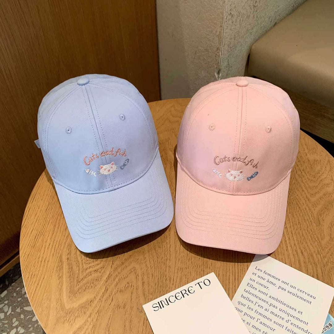 Women's Embroidered Cat-Themed Baseball Cap Bowlift