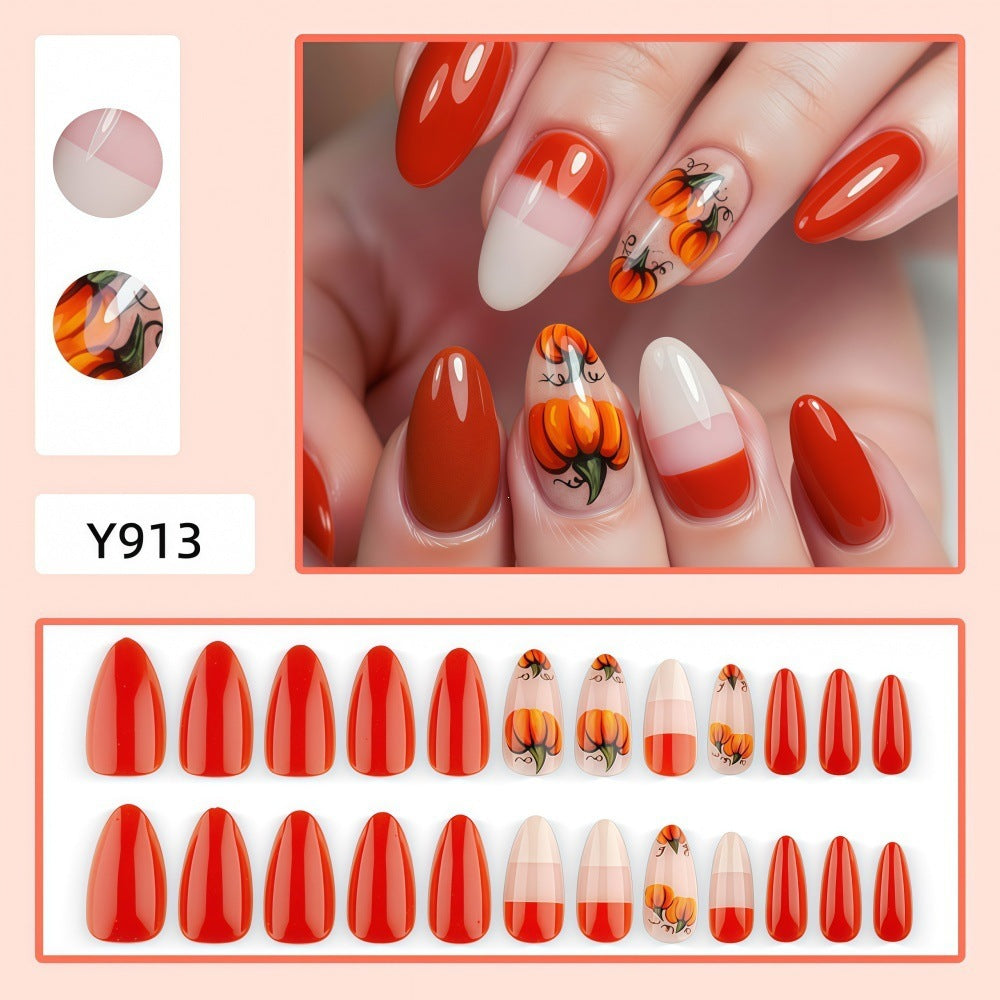 Artificial nails with autumn pumpkin design Bowlift