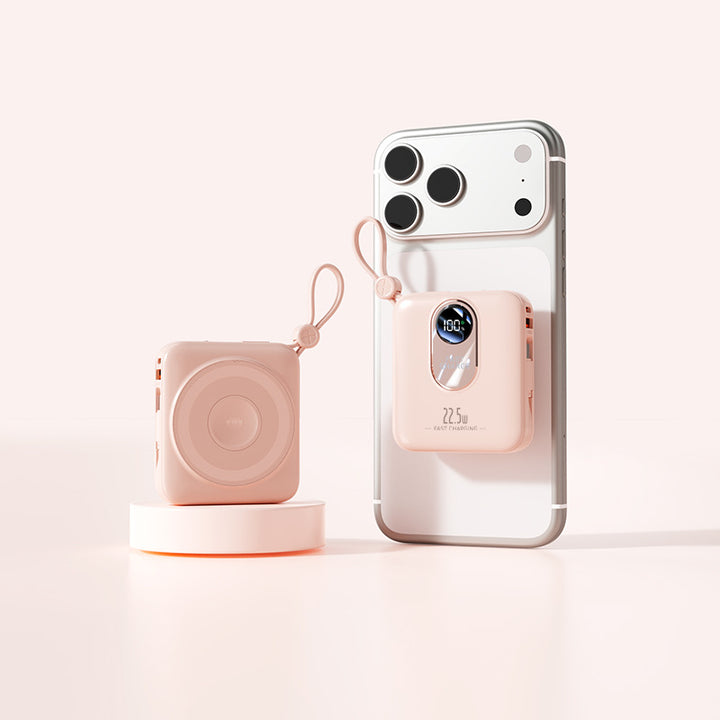 Portable Mini Powerbank with Fast Induction Charging Function and Smart LED Display Bowlift