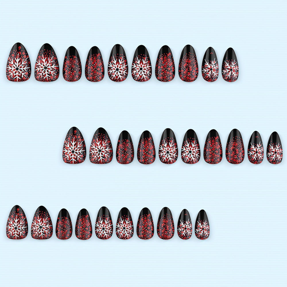 Artificial Winter Nails with Snowflake Pattern Bowlift
