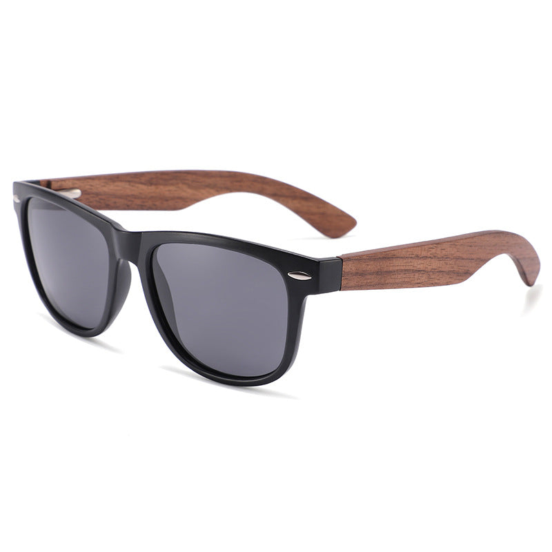 Rimless oversized cat eye polarized sunglasses with wood-effect temples Bowlift
