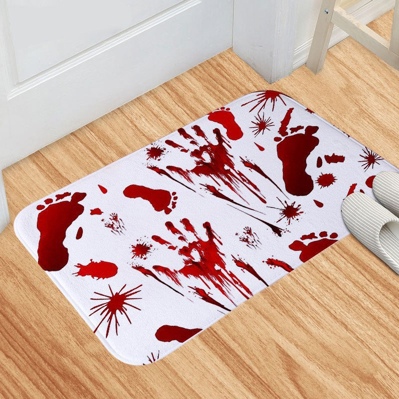 Horror-Inspired Splatter Print Memory Foam Bath Mat With Non-Slip Backing