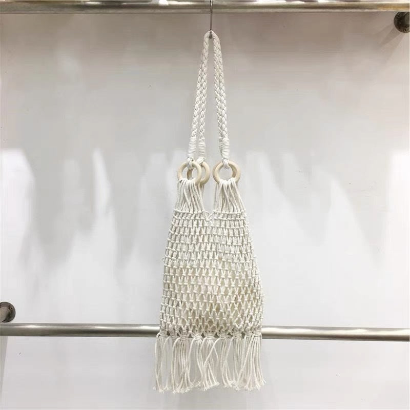 Hand-knotted fringed tote bag Bowlift