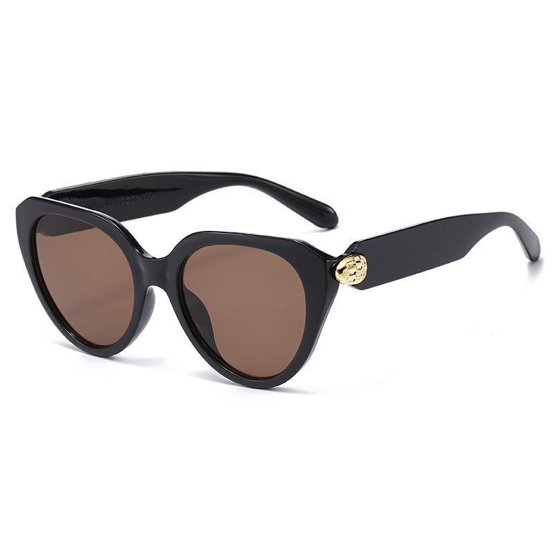 Ladies Cat-Eye Sunglasses with Golden Accents and Protective UV Filter Bowlift