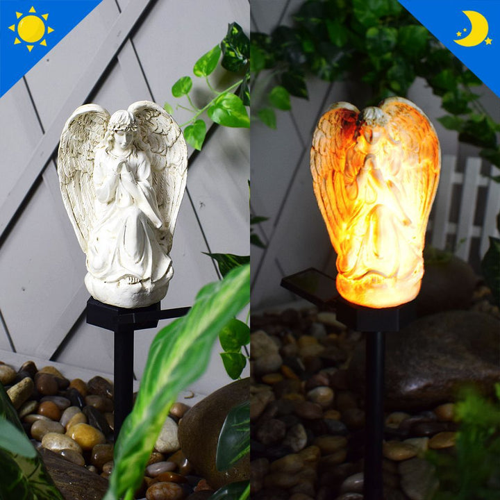 Decorative Solar Garden Stake Statue Resin Girl Figurine With Integrated Solar LED And Weatherproof Spike Bowlift