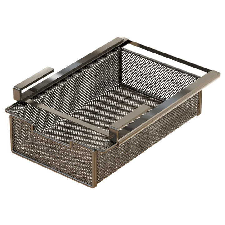 Under-Desk Hanging Mesh Storage Drawer with Clamp Mount