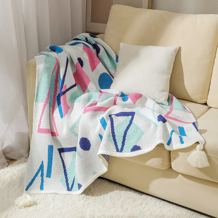 Aztec Patterned Knit Throw Blanket Bowlift